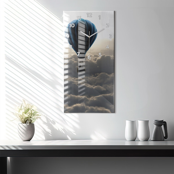 Vertikální skleněné hodiny Balón na obloze