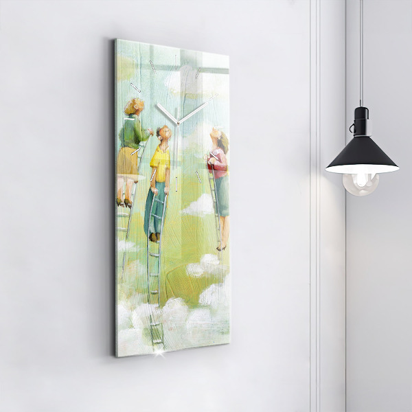 Vertikální skleněné hodiny Lidé na žebříku