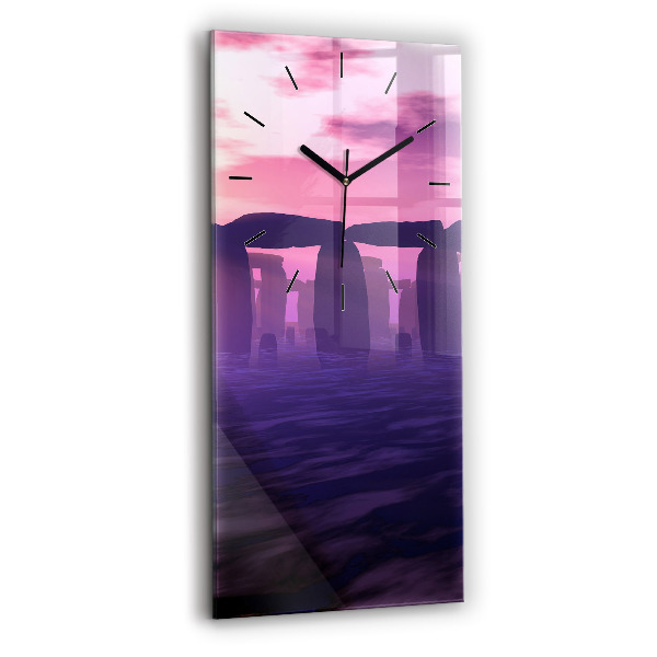 Vertikální skleněné hodiny Západ slunce u Stonehenge