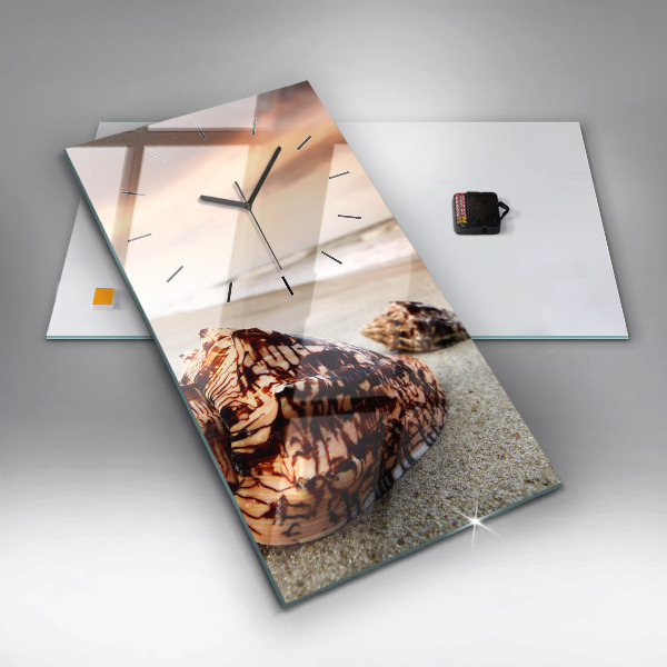 Vertikální skleněné hodiny Mušle na pláži