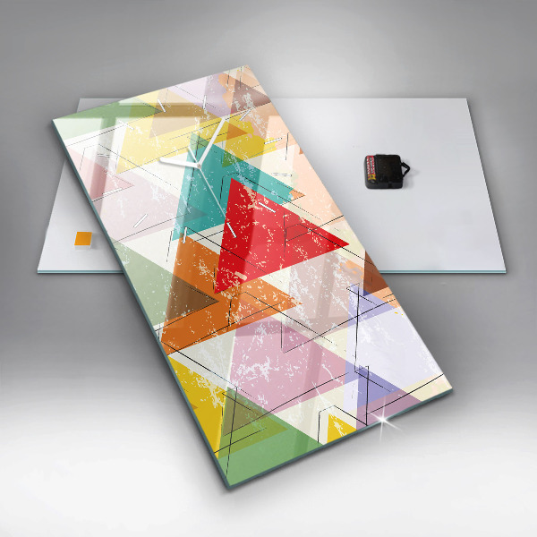 Vertikální skleněné hodiny Geometrické trojúhelníky