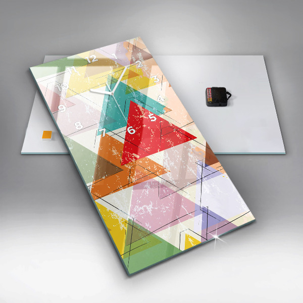 Vertikální skleněné hodiny Geometrické trojúhelníky