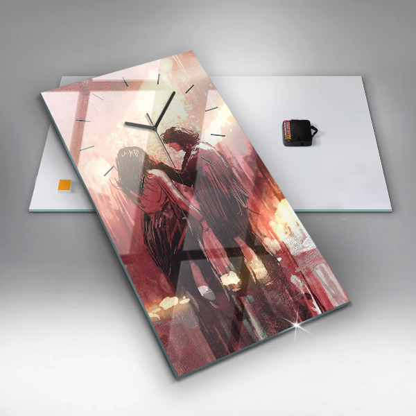 Vertikální skleněné hodiny Mladý zamilovaný pár