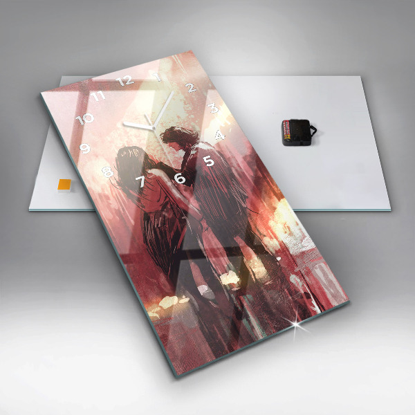 Vertikální skleněné hodiny Mladý zamilovaný pár