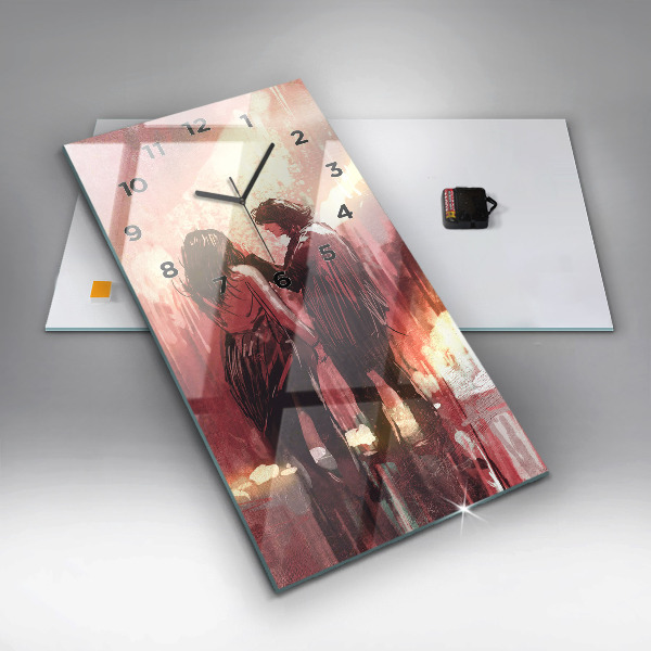 Vertikální skleněné hodiny Mladý zamilovaný pár