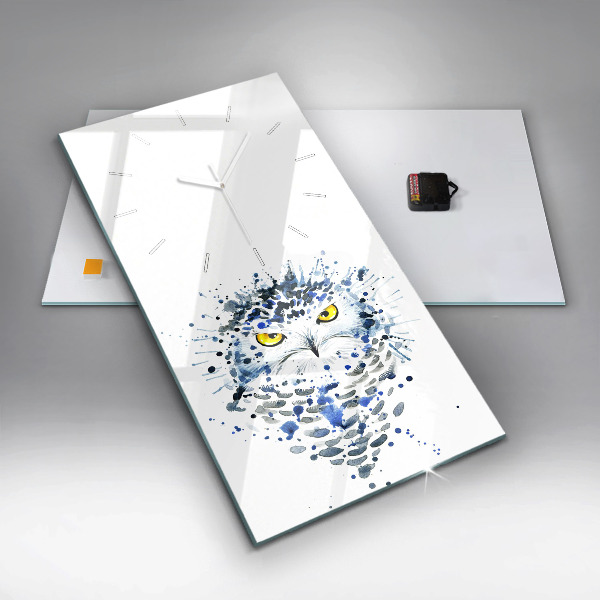 Vertikální skleněné hodiny Soví vzhled