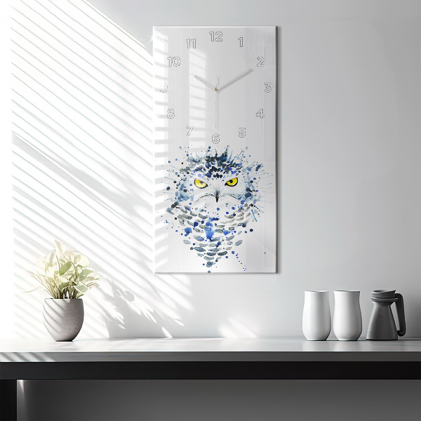 Vertikální skleněné hodiny Soví vzhled