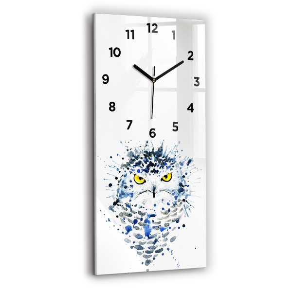 Vertikální skleněné hodiny Soví vzhled