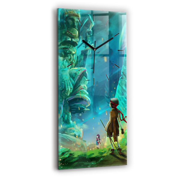 Vertikální skleněné hodiny Děti v lese