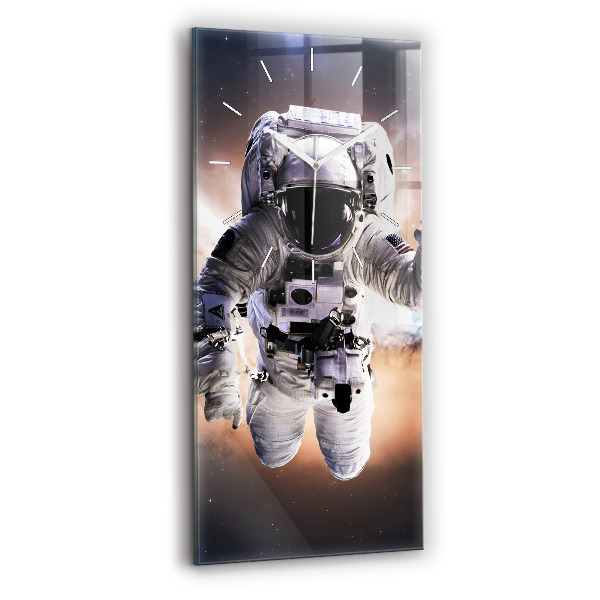 Vertikální skleněné hodiny Astronaut ve vesmíru
