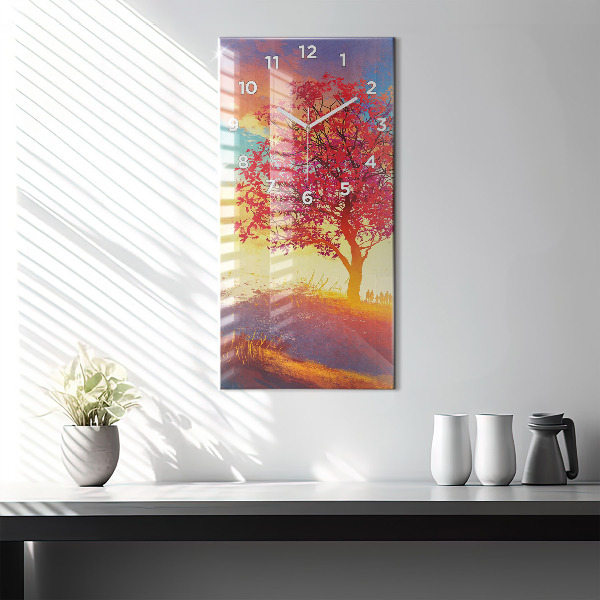 Vertikální skleněné hodiny Podzimní krajina