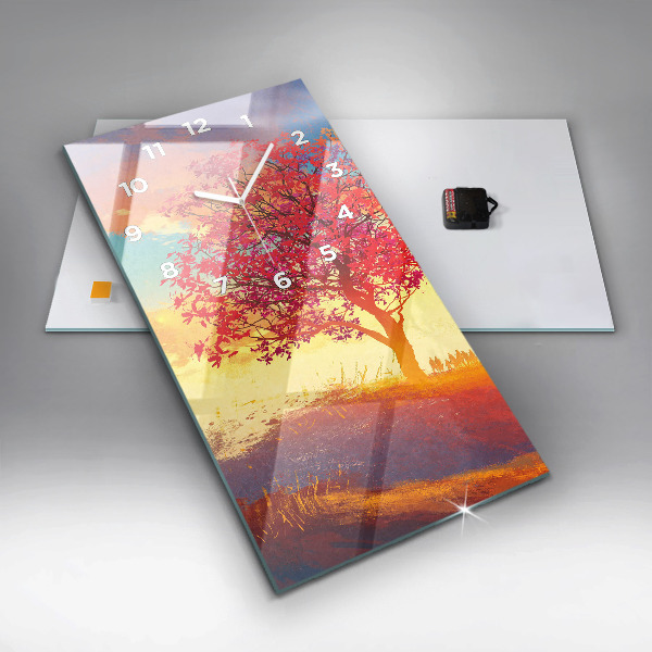 Vertikální skleněné hodiny Podzimní krajina