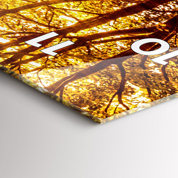 Vertikální skleněné hodiny Lesní krajina na slunci