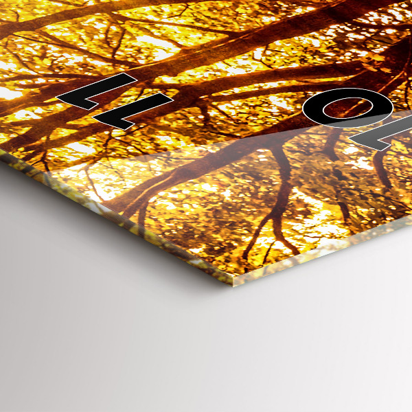 Vertikální skleněné hodiny Lesní krajina na slunci