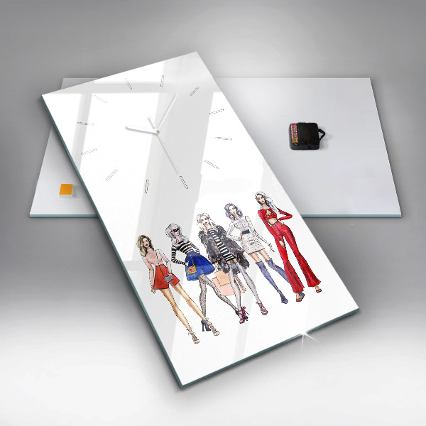 Vertikální skleněné hodiny Módní dívky