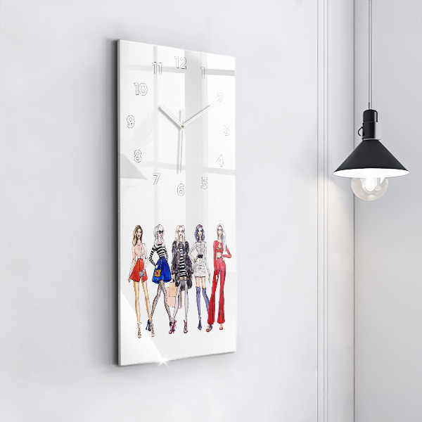 Vertikální skleněné hodiny Módní dívky