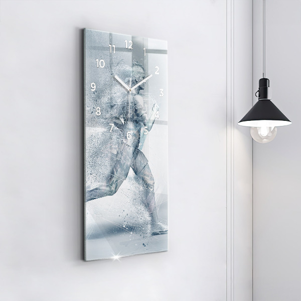 Vertikální skleněné hodiny Běžící muž