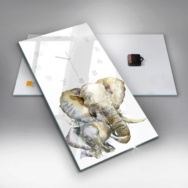 Vertikální skleněné hodiny Malovaná zvířata slon