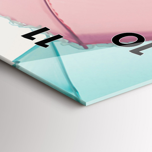 Vertikální skleněné hodiny Pastelové deštníky