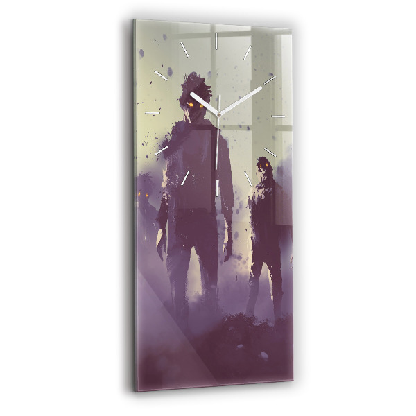 Vertikální skleněné hodiny Zombie v noci - halloween