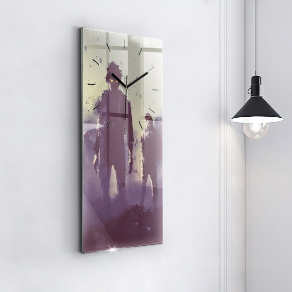 Vertikální skleněné hodiny Zombie v noci - halloween