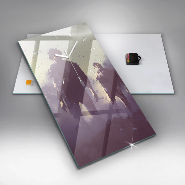 Vertikální skleněné hodiny Zombie v noci - halloween