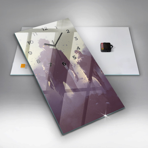 Vertikální skleněné hodiny Zombie v noci - halloween