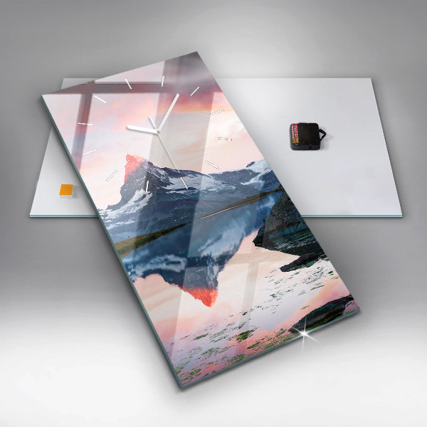 Vertikální skleněné hodiny Matterhornské jezero Stellisee