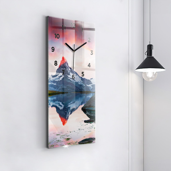 Vertikální skleněné hodiny Matterhornské jezero Stellisee