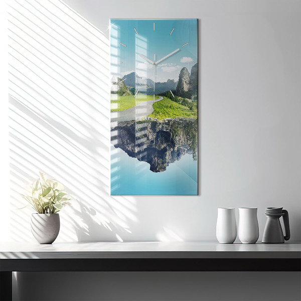 Vertikální skleněné hodiny Létající ostrov