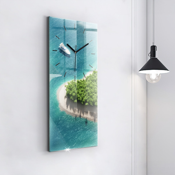 Vertikální skleněné hodiny Srdcový ostrov