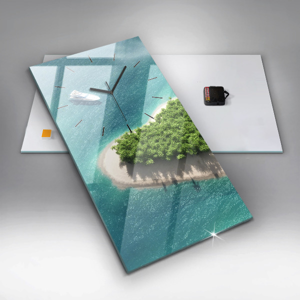 Vertikální skleněné hodiny Srdcový ostrov