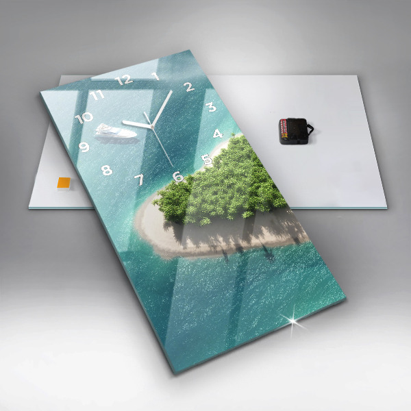 Vertikální skleněné hodiny Srdcový ostrov