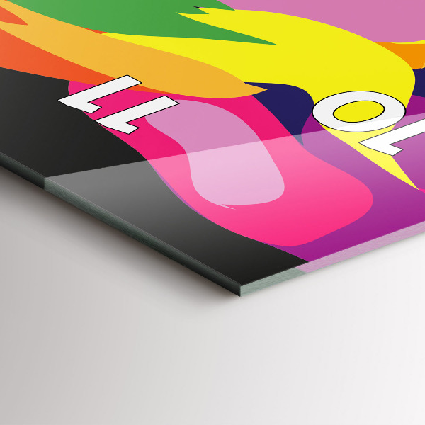 Vertikální skleněné hodiny Barevný slon