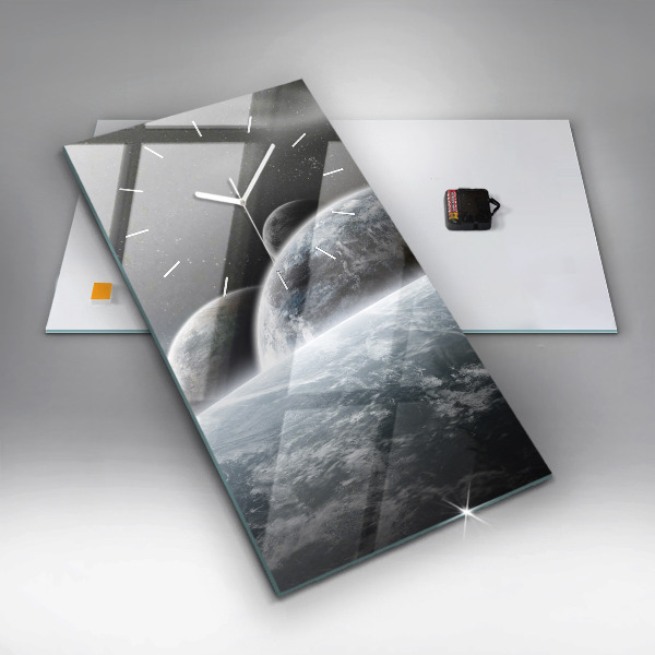 Vertikální skleněné hodiny Vesmír a planety