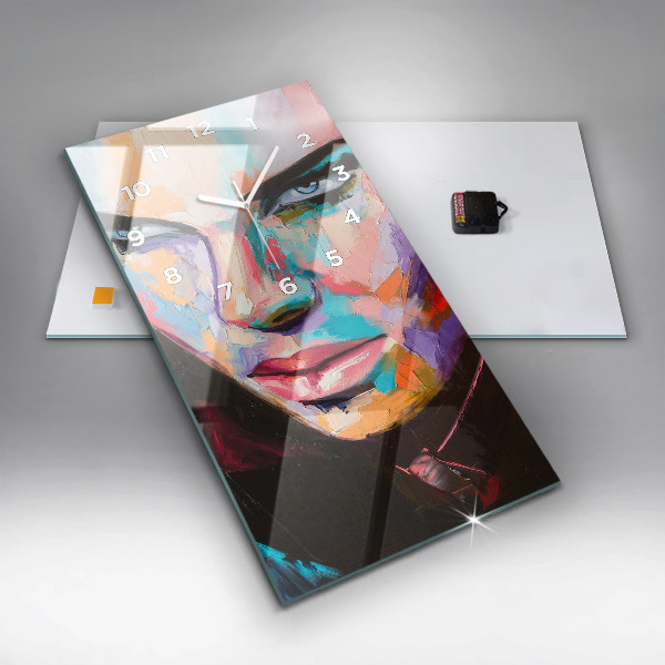 Vertikální skleněné hodiny Portrét ženy