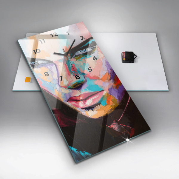 Vertikální skleněné hodiny Portrét ženy