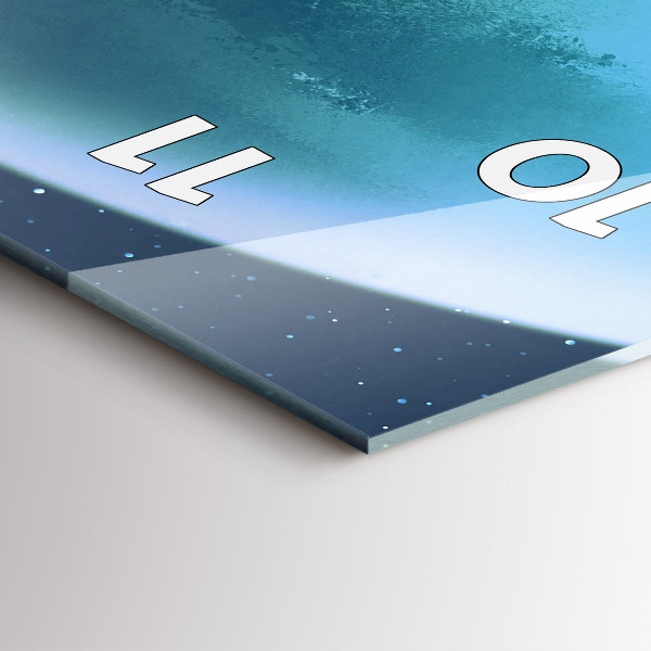 Vertikální skleněné hodiny Muž na Měsíci