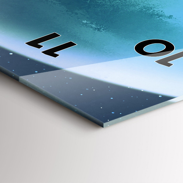 Vertikální skleněné hodiny Muž na Měsíci