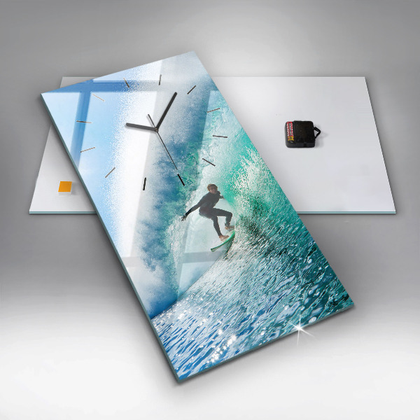 Vertikální skleněné hodiny Surfování na Havaji