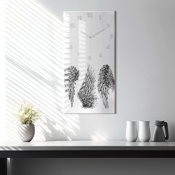 Vertikální skleněné hodiny Křídla anděla
