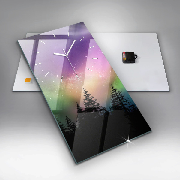 Vertikální nástěnné hodiny Polární záře