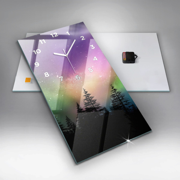 Vertikální nástěnné hodiny Polární záře