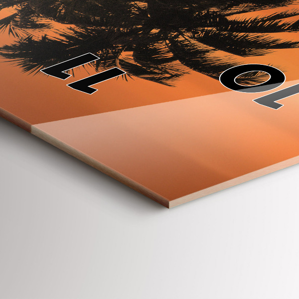 Vertikální nástěnné hodiny Západ slunce a palmy