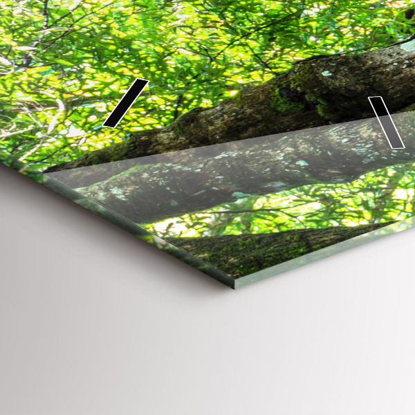 Vertikální skleněné hodiny Vodopád v lese