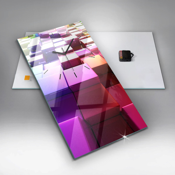 Vertikální skleněné hodiny Barevné kostky