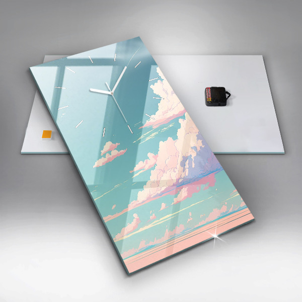 Vertikální skleněné hodiny Pastelová barva oblohy