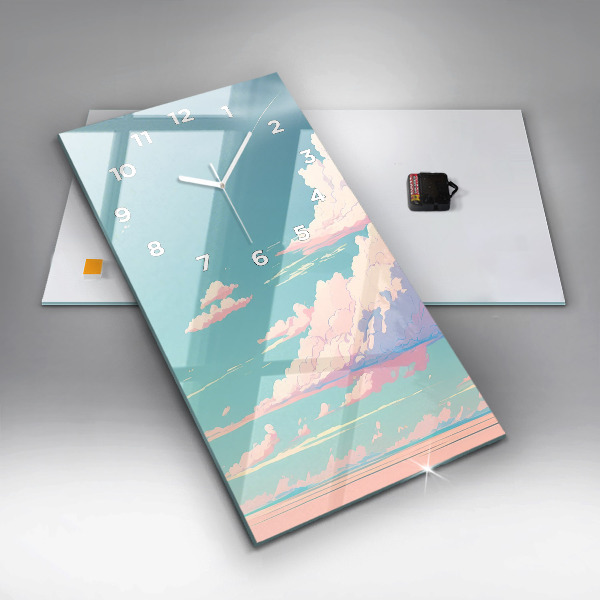 Vertikální skleněné hodiny Pastelová barva oblohy