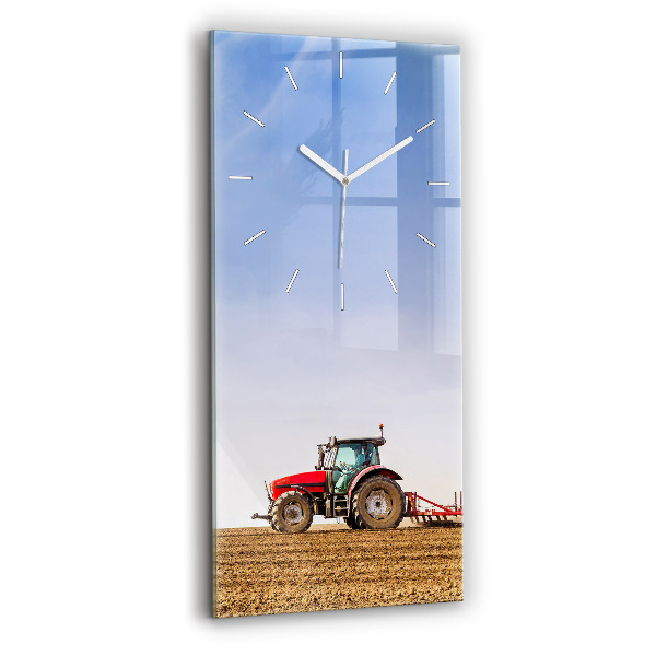 Vertikální skleněné hodiny Farmář v traktoru