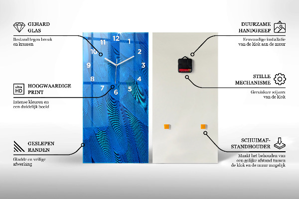 Vertikální skleněné hodiny Cválající bílý kůň